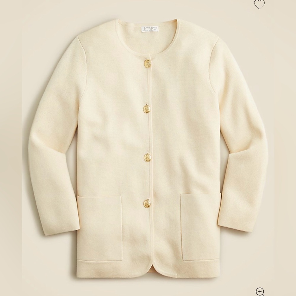 J Crew Giselle Sweater Blazer Ivory Cream Medium